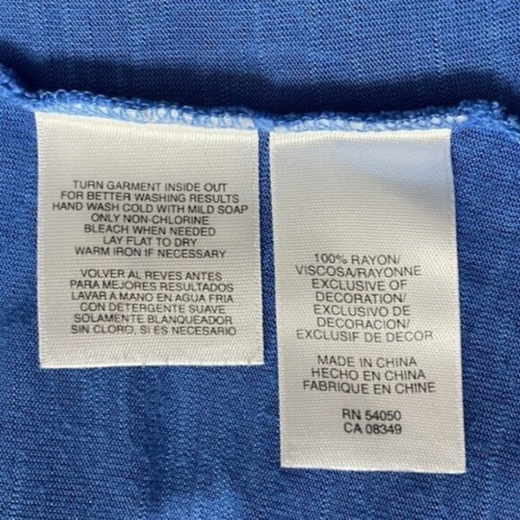 NINE WEST XXL Rayon V-Neck Tunic Top Blue Soft Subtle Fringe Detail Plus Size - Picture 7 of 10